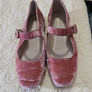 J. McLaughlin Velvet Mary Jane Flats in Rose